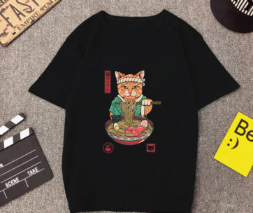 Cat anime T-shirt men