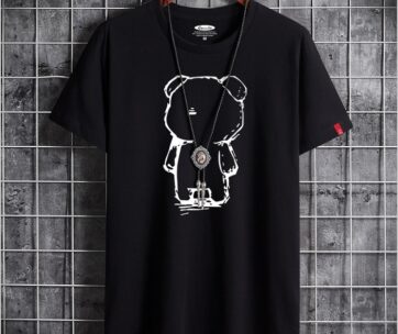 Mens Casual Bear Anime T Shirt